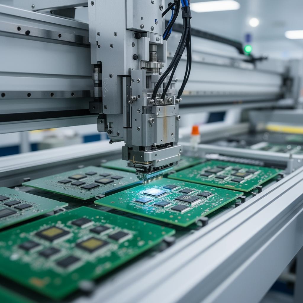 Pick & place PCB dizgi makinesi yeşil baskı devre kartları üzerine SMD bileşen yerleştiriyor