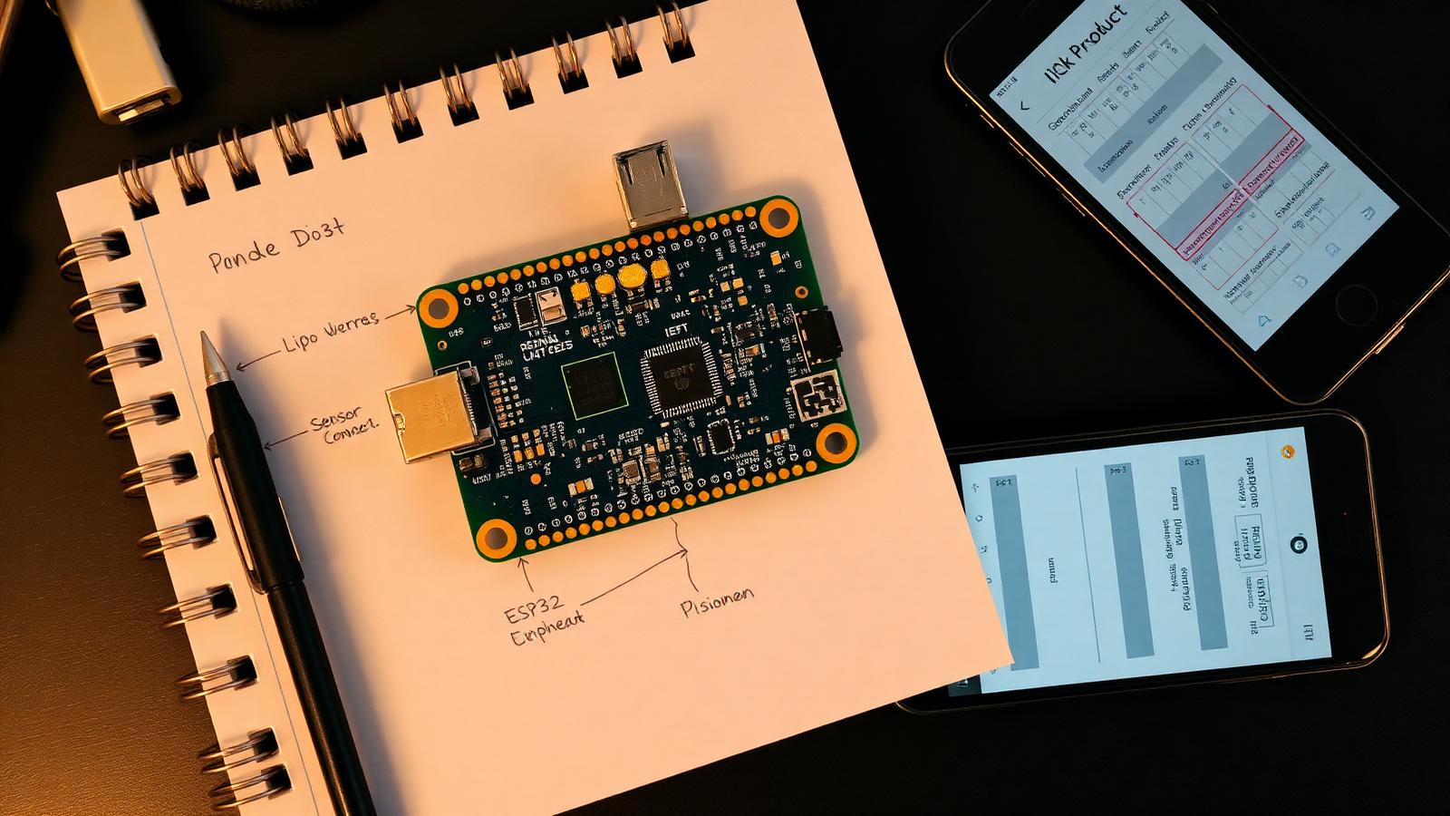 IoT PCB prototipi, mimari diyagram ve mobil dashboard — IoT ARGE süreci