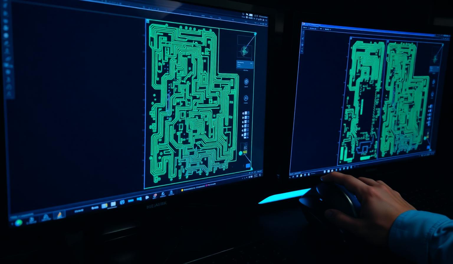 PCB çizim ve şematik tasarım ekranı